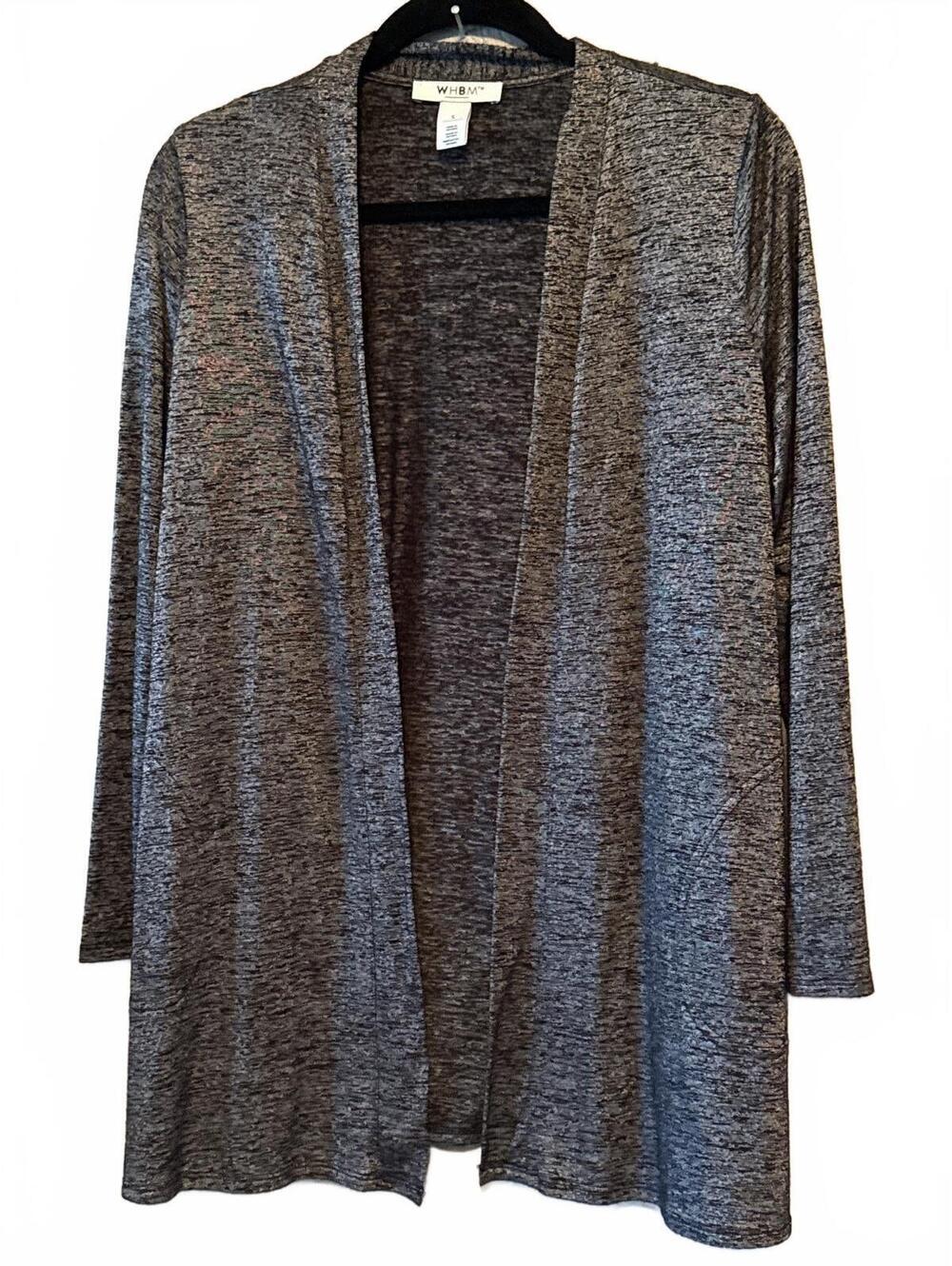 WHBM Women's Open Front Long Sleeve Cardigan Size Small Heather Gray